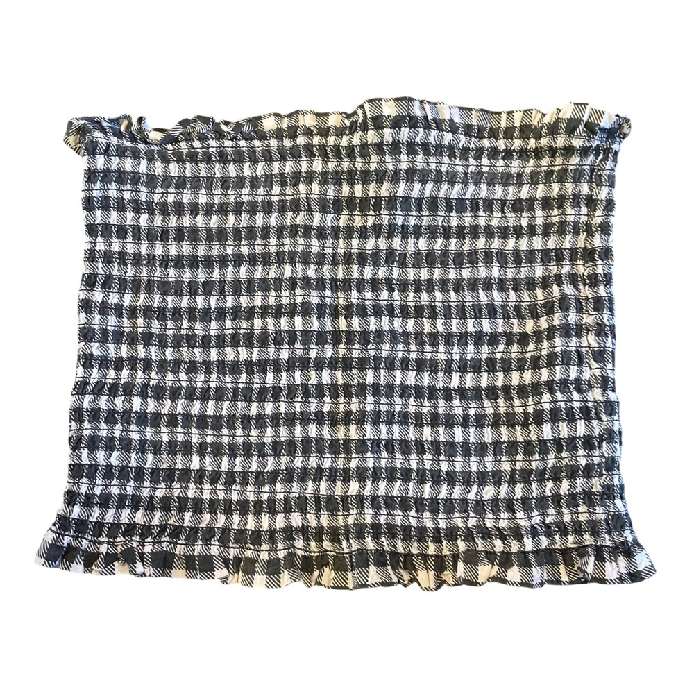 LA Hearts Smocked Gingham Tube Top Black White Checkered Strapless Ruffle Small